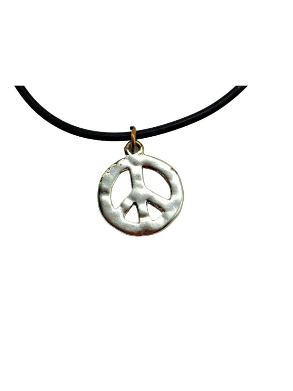 Peace Charm Bangle Bracelet Black Silver - Picture 4 of 7